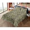 thumbnail image 4 of Ambesonne Leaves Greenery Fitted & Flat Sheet with Shams 4 Pcs Set, Tropical Leaf Boho, Queen, Olive Green Taupe, 4 of 5