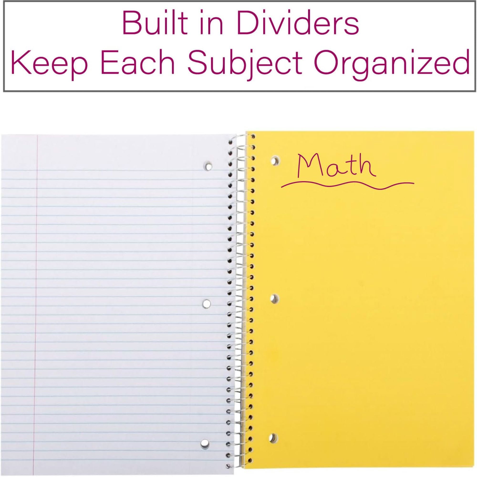 20 Pack of Bulk Wholesale 3 Subject 120 Sheet Wide Ruled Lined Spiral Notebooks in Assorted Colors