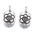 thumbnail image 2 of Tibetan style Alloy Pendants Cadmium Free Lead Free Oval with Flower Silver 19x11x7mm Hole: 3mm, 2 of 3