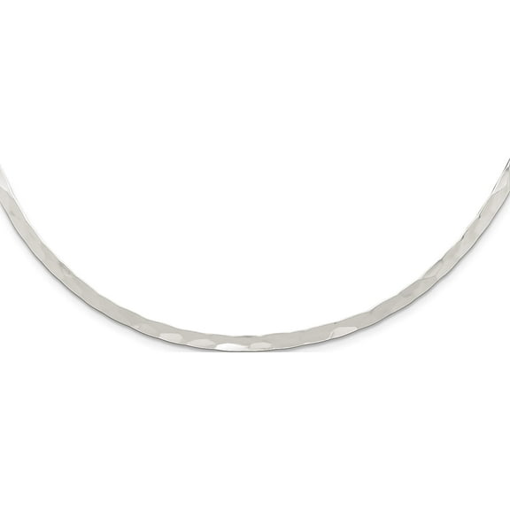 Sterling Silver 3.5mm Hammered Neck Collar Made In Thailand qg1740