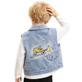 thumbnail image 2 of DJDLJWCJ Boys Denim Vest Tops Collared Sleeveless Button Down Jean Waistcoat with Pockets Fall Denim Outerwear Blue Size 9, 2 of 9