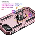 thumbnail image 3 of Decase Compatible with iPhone 16E 2025 Case+1-Pack Tempered Screen Protector, Military Grade Drop Protection Cover with 360° Rotating Kickstand, Heavy Duty Shockproof Rugged Phone Case,Rosegold, 3 of 7