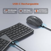 Meetion Ergonomic Split Keyboard & Mouse, S-Curve, 2.4G Bluetooth, Rechargeable for Win/Mac - Black