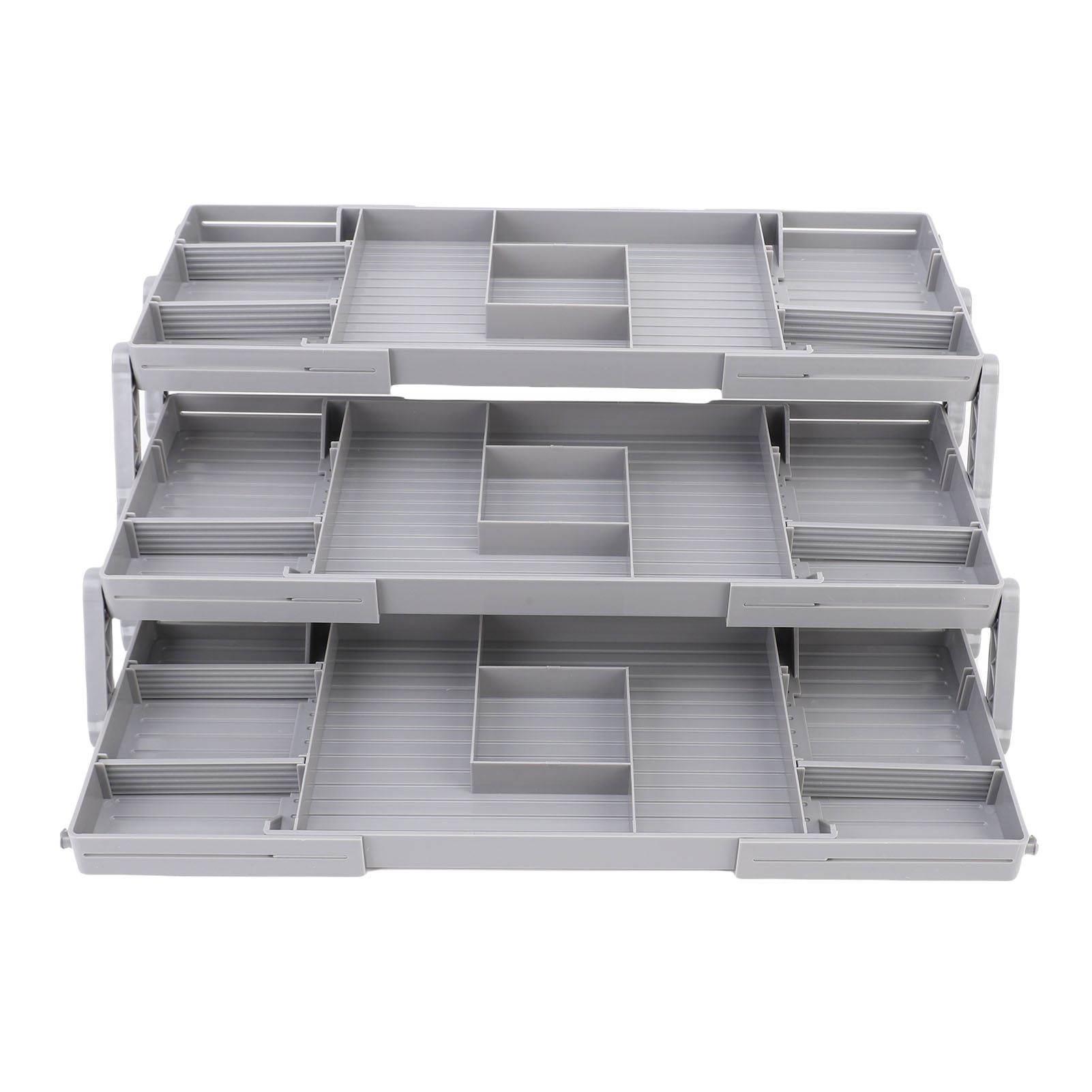 Expandable Desktop Makeup Storage Tray Foldable Drawer Organizer Multi Layer Countertop Box, Clear