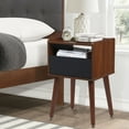 thumbnail image 2 of Yiwa Mid Century Modern Nightstand with Charging Station, Side Table with 2 Tiers Storage Space for Bedroom, Living Room, Walnut, 2 of 7