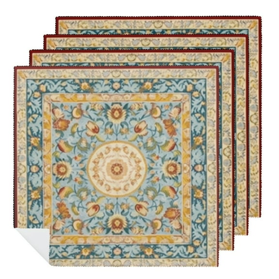 PHYHOO Rustic Square Cloth Napkin, Bird Floral Vintage Party Dinner Decoration Washable Napkins 2 PCS