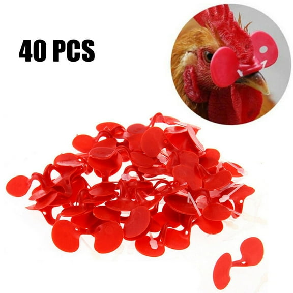 40Pcs Chicken Farming Equipment Chicken Pheasant Chicken Goggles Red Soft Cock Glasses Laying Hens Pheasant Anti-pecking Glasses