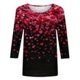 thumbnail image 5 of POTETI Valentine’s Day Clothing Women Romance 3/4 Sleeve Tops Casual Crew Neck Sweethearts Print Gift for Lovers Tops, 5 of 5