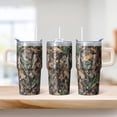 thumbnail image 2 of 20oz Geometric Pattern Insulated Handle Tumbler, Stainless Steel Double Wall Travel Coffee Mug Leak Proof with Straw, 2 of 5