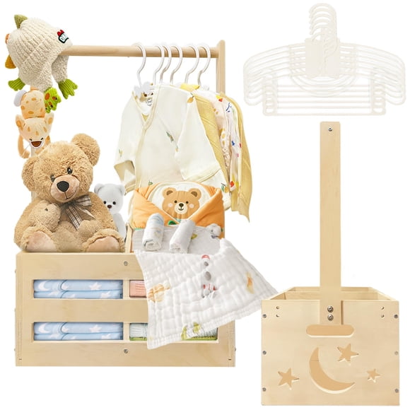 Cajón de Madera para Baby Shower CDSDAS con Perchas 34x22x53cm