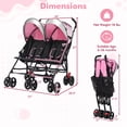 thumbnail image 3 of Costway Foldable Twin Baby Double Stroller Ultralight Umbrella Stroller Pushchair Pink, 3 of 10