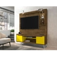 thumbnail image 2 of Manhattan Comfort Baxter 62.99 Freestanding Mid-Century Modern Entertainment Center with LED Lights and Décor Shelves in Rustic Brown and Yellow, 2 of 3