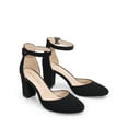 thumbnail image 3 of BURUDANI Women's Closed Toe Chunky Heels Ankle Strap Low Block Heels Round Toe Dress Bridal Wedding Pumps Shoes, 3 of 6