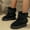 Black, variant on Winter Boots Round Toe Platform Belt Slip On Ankle Booties Warm Non-Slip Lightweight Outdoor Wear Fleece Boots Khaki 9.5(43)