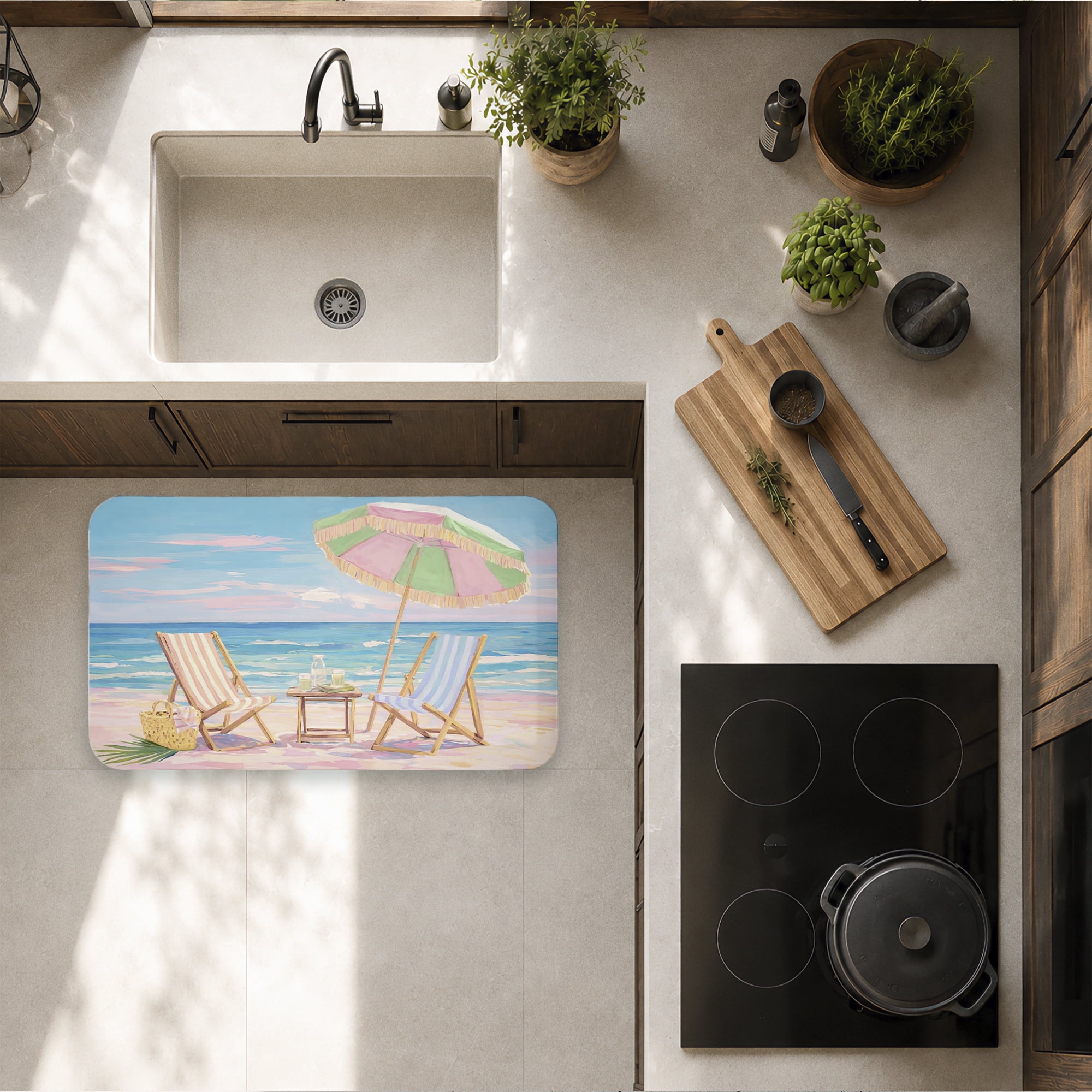 Stupell Industries Drinks By The Sea Printed Anti-Fatigue Floor Mat, design by Ziwei Li