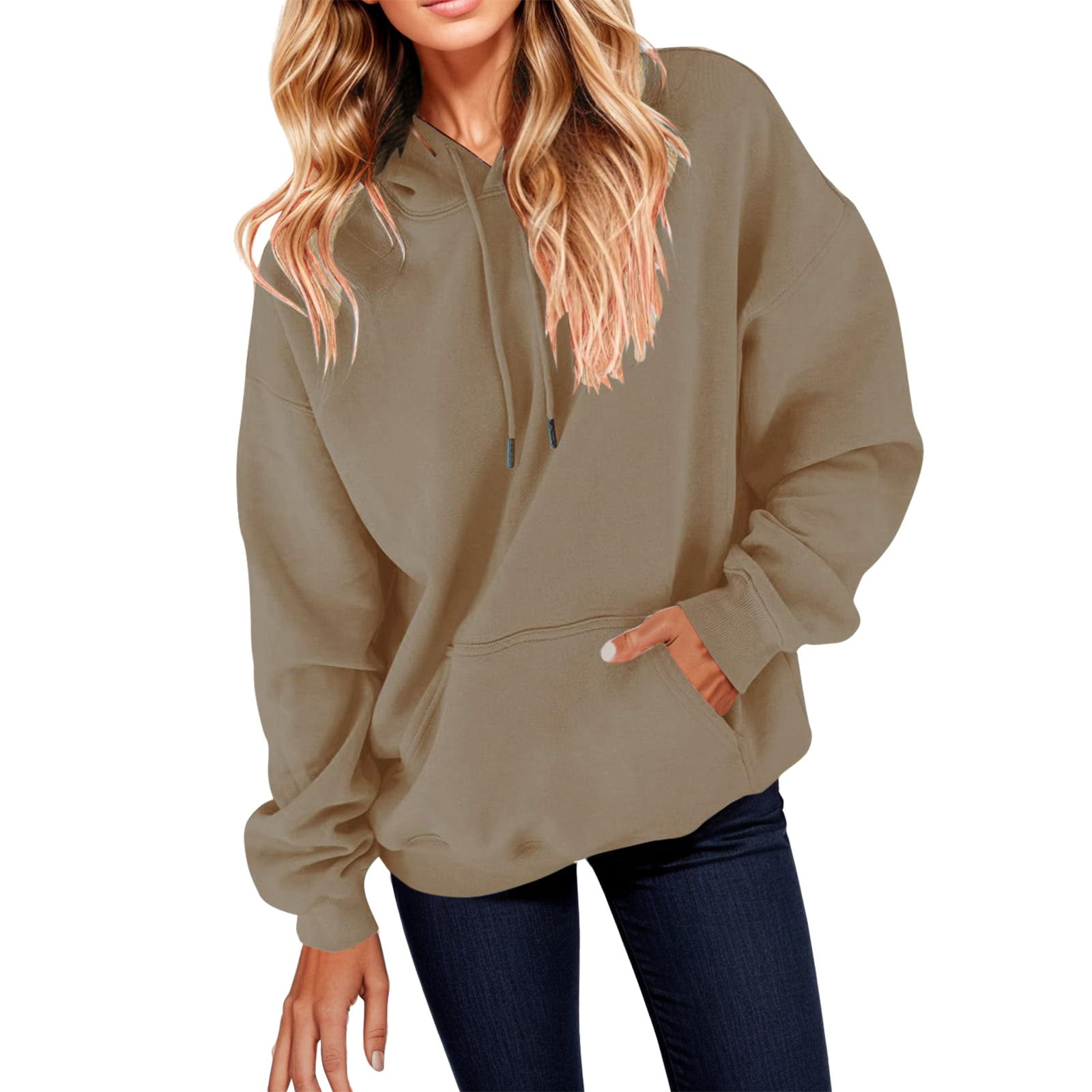 nsendm Womens Sweatshirt Adult Female Clothes Ladies Hoodies Pullover Sweatshirt Sleep Jacket Womens Casual Pocket Hoodie Long Womens Winter