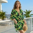 thumbnail image 5 of Xixirimido Black Yellow Camo Green Print Women's Button Down Beach Cover Up Dress Long Sleeve Swimwear Cover Up Casual Loose Shirt Dress for Summer, Size XL, 5 of 7