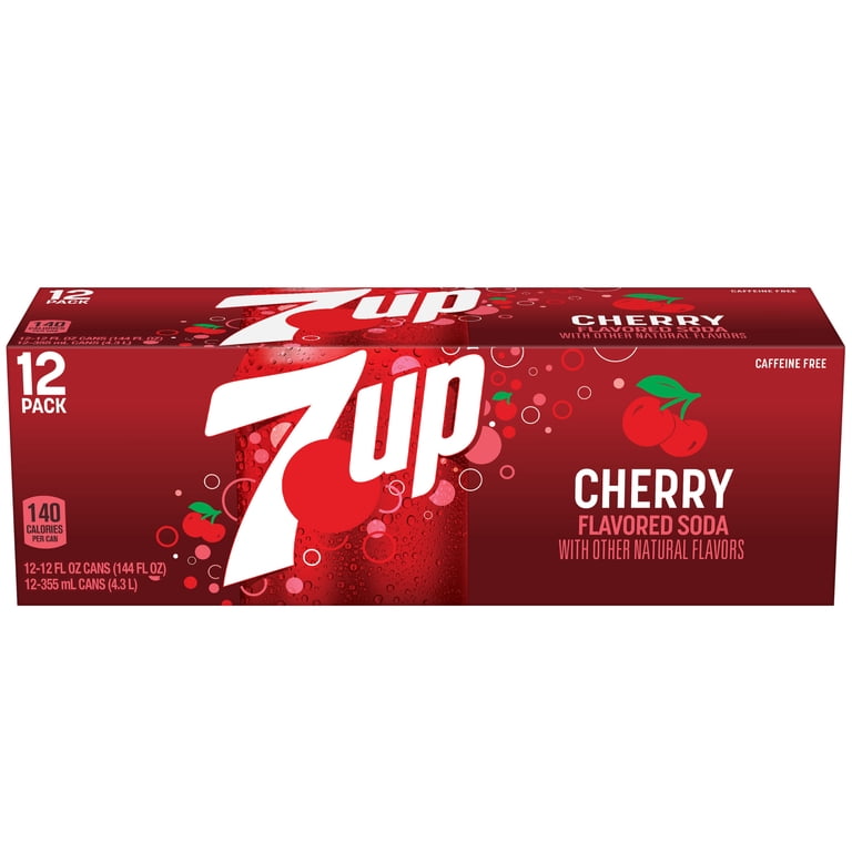 7UP Cherry Soda 12 fl oz Cans 12 Pack Refreshing Carbonated Cherry