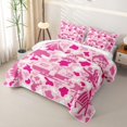 thumbnail image 3 of Catabedysis Camo Camping Bed Spread Queen For Girls,Wildlife Camper Pattern Queen Coverlet Set,Pink White,3 Pieces, 3 of 7