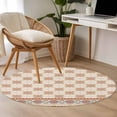 thumbnail image 4 of Round Rug 4Ft Washable Non-Slip, Orange Floral Circle Area Rugs for Living Room Bedroom, Country Boho Ethnic Art Flowers Motifs Indoor Floor Mats Carpet Runner for Home Decor Aesthetic, 4 of 8
