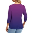 thumbnail image 4 of Plebaso T-Shirts à Manches 3/4 Col Rond pour Femmes Tee-Shirts Décontractés Amples Blouses Dégradées pour S-5TG, 4 of 6