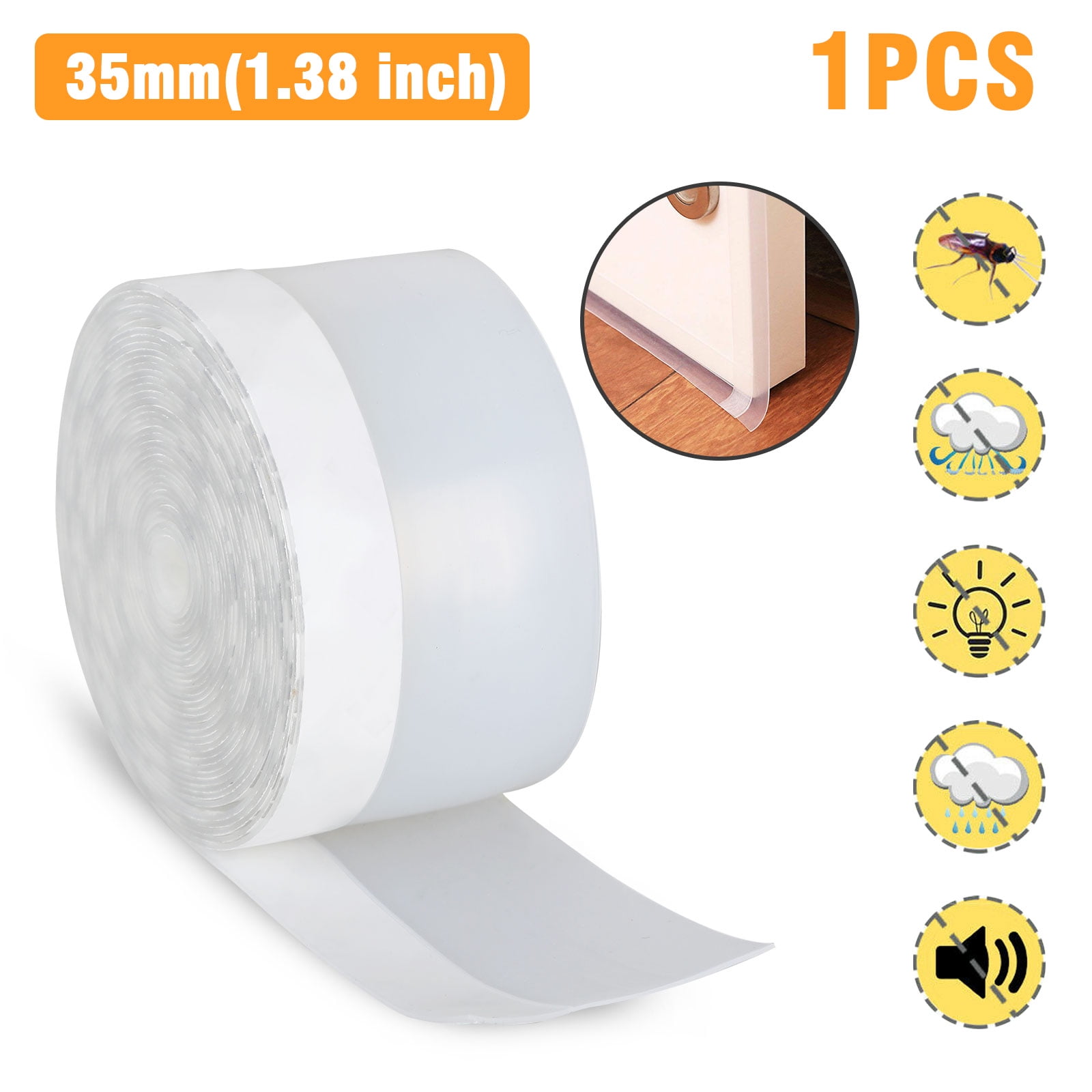 Self-Adhesive Silicone Sealing Strips for the Bottom and Sides of the Shower Glass Door 1.8 Inches Wide 16.4 Feet Upgrade Weather Stripping for Doors and Windows Transparent