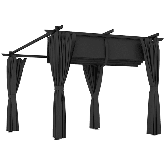 Outsunny 8' x 8.5' Metal Pergola with Retractable Canopy and Sidewalls