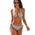 thumbnail image 1 of Ensemble Bikini à Carreaux Rouge Noir Sexy Maillot de Bain Design Rave Tendance Ajustable Tenue de Plage, 1 of 5