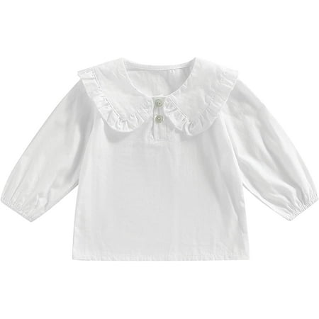 

PIKADINGNIS Toddler Kids Infant Baby Girls Cute Spring Fall Outfits Long Sleeve Peter Pan Collar Vintage Sweet Blouse Tops