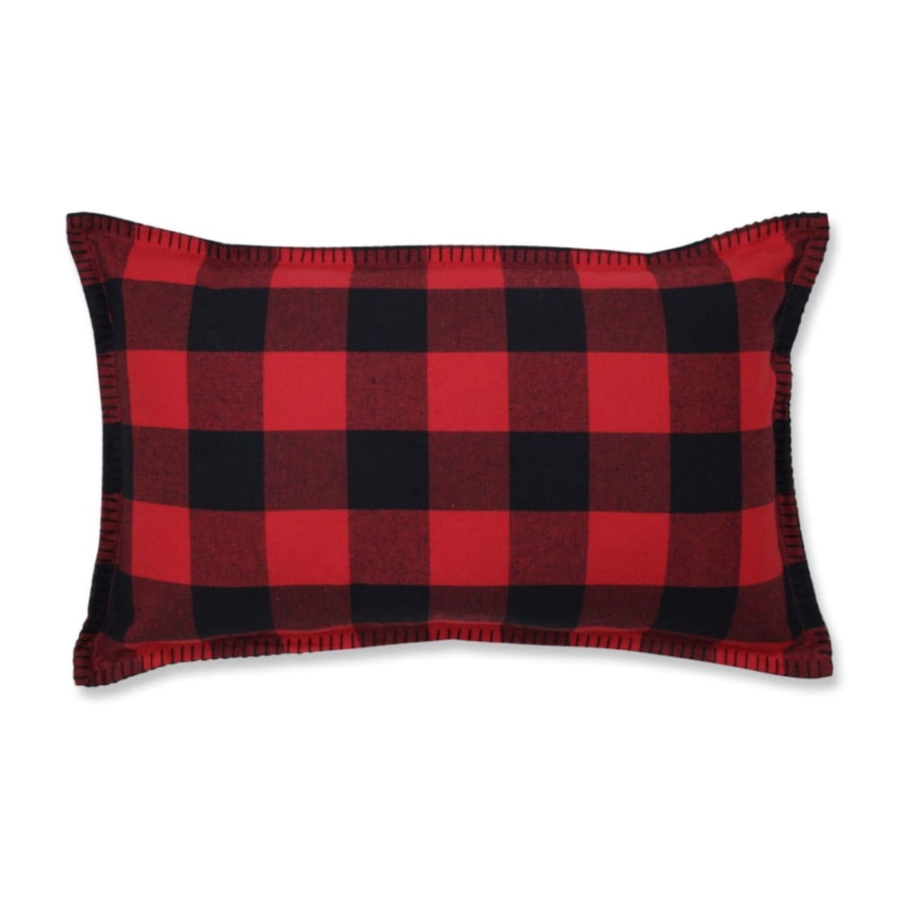 18.5" Red and Black Buffalo Plaid Rectangular Throw Pillow Walmart