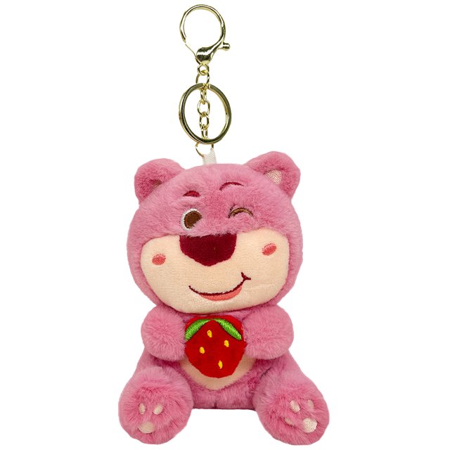 Figura Muñeca Dibujos Animados Peluche Oso Fresa Llavero Femenino Juguete Agarrador (A) Rosa