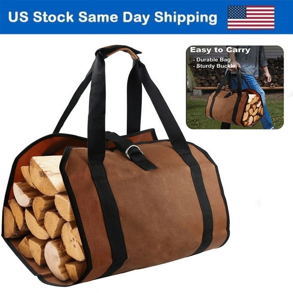 Firewood Log Carrier Bag Canvas Wood Tote Holder Indoor Outdoor Waterproof Bags for Fireplaces Camping Stoves Beaches