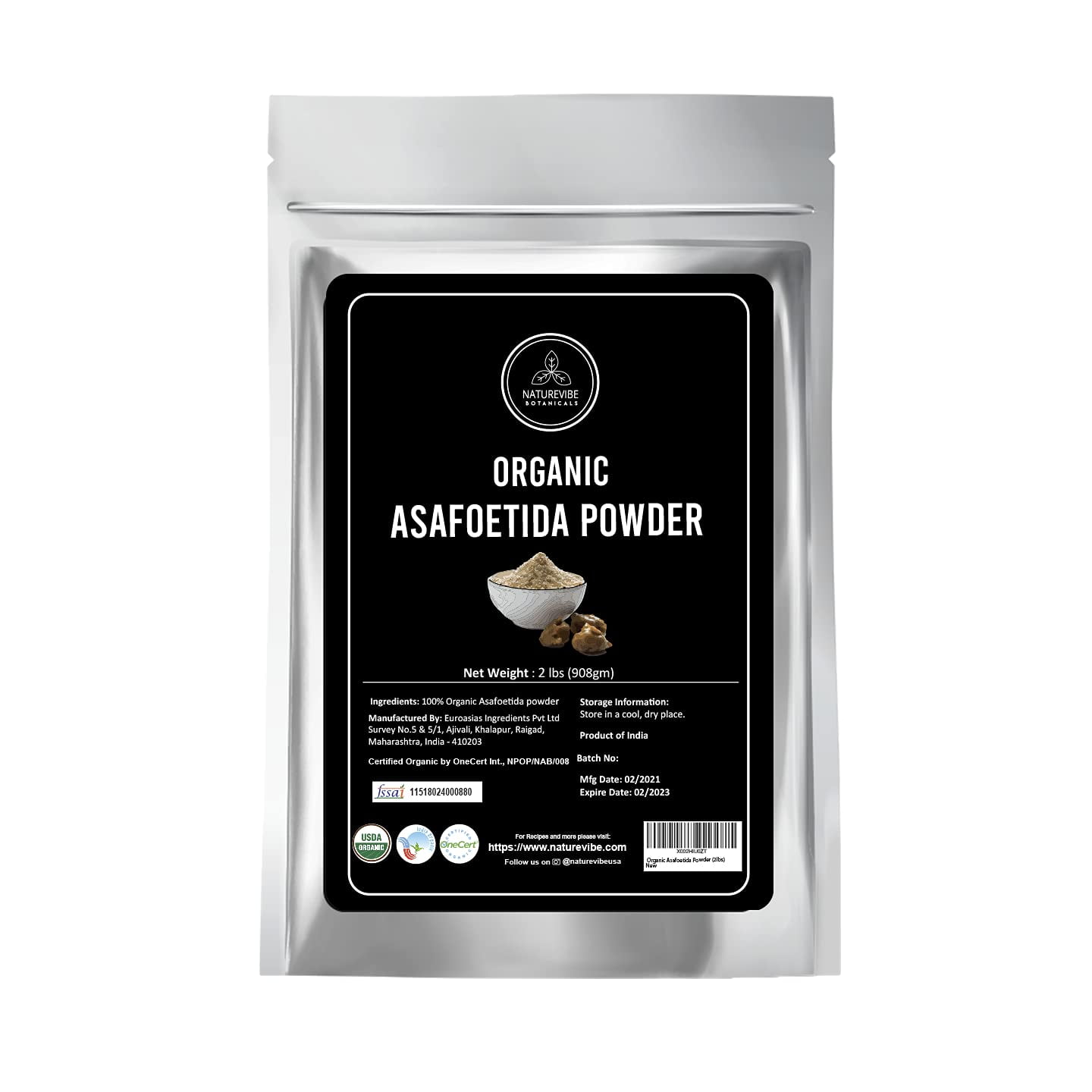 Naturevibe Botanicals Organic Asafetida Powder, 2lbs (Hing, Asafoetida