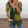 thumbnail image 2 of Pineapple Womens Summer V Neck Zipper Top Short Sleeve T Shirt Off Shoulder Top Casual Classy Loose Shirts, 2 of 7