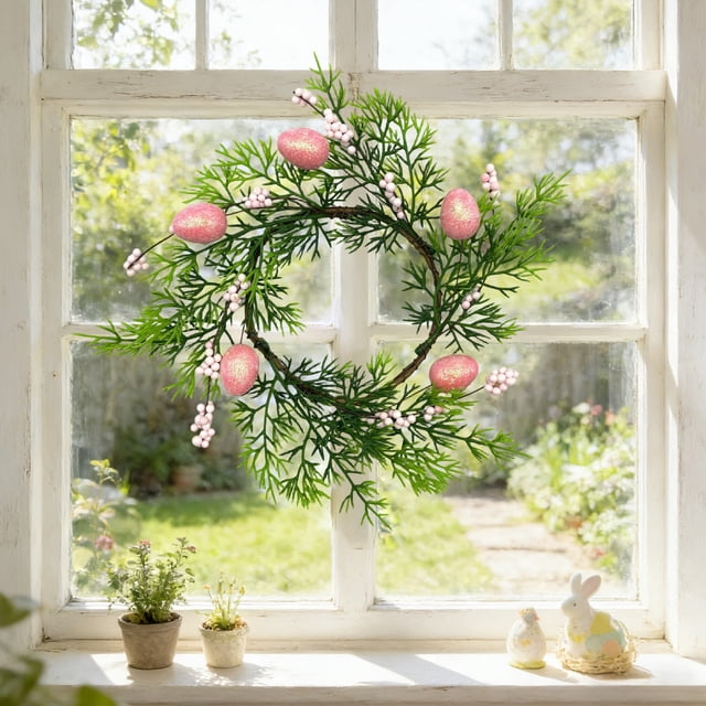 Easter Egg-shaped Rattan Wreath Decoration And Easter Party Garland And Holiday Decoration