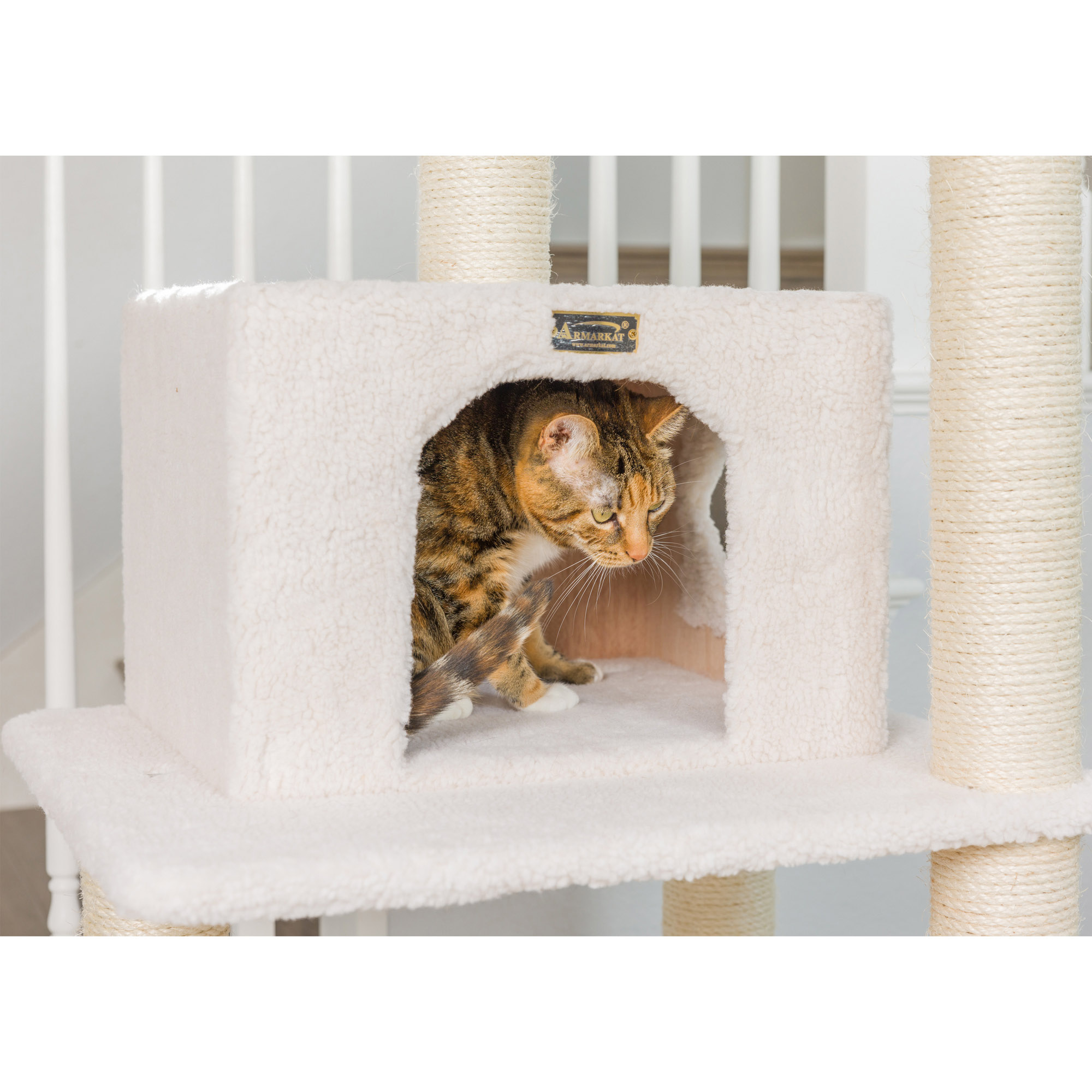 Armarkat 78-in real wood Cat Tree & Condo Scratching Post Tower, Beige - image 4 of 10
