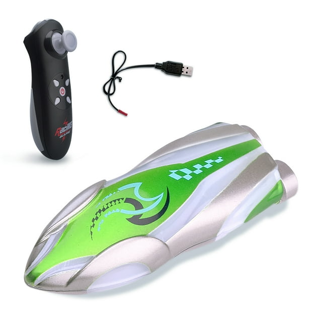TFixol 2.4G Remote Control Stunt Boat with LED Lights, High-Speed Green RC Boat (Forward/Backward/Left/Right) - Single Battery Version, Compact Design