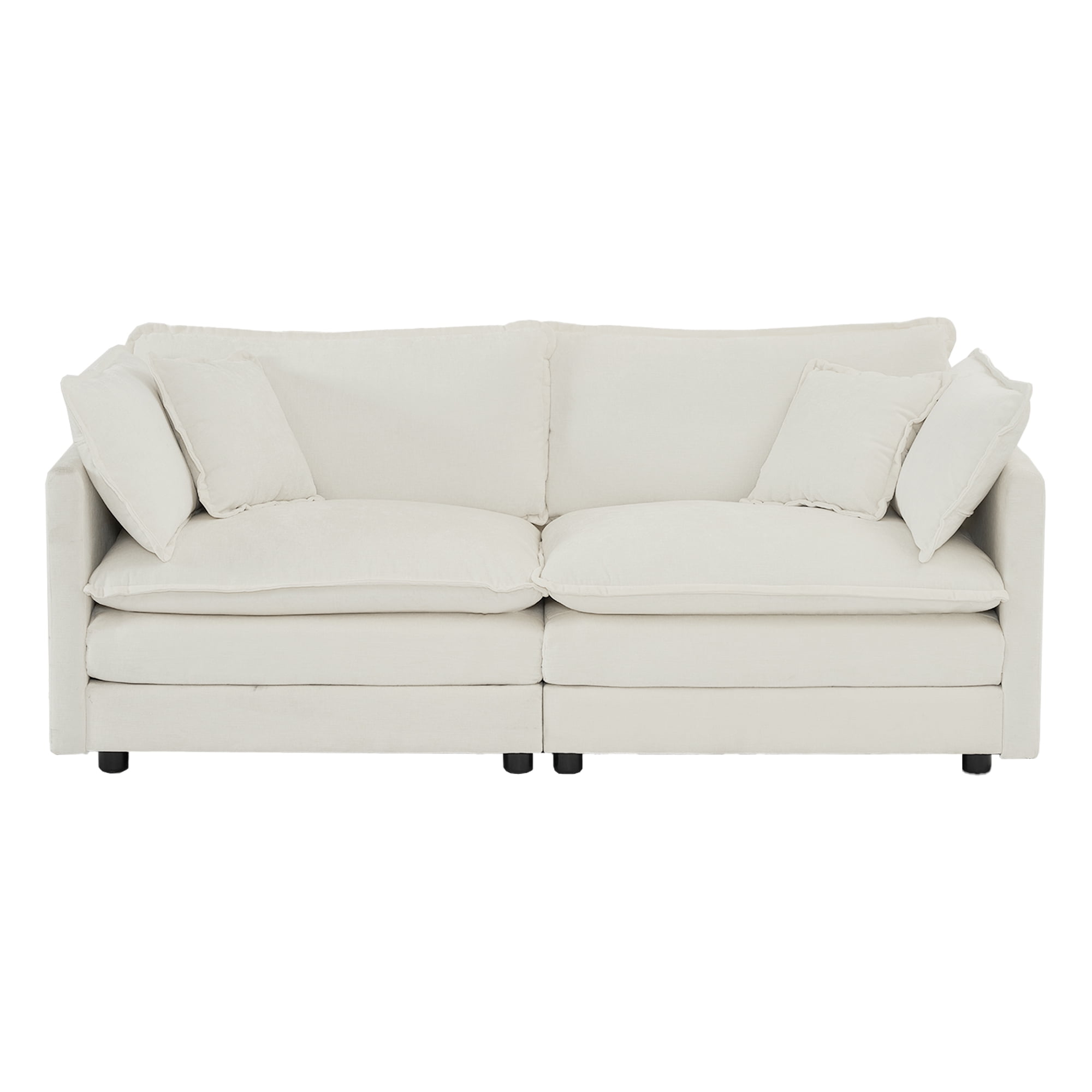 Newboti Furniture 2 - Piece Living Room Set, 2 Pieces Upholstered Loveseat And Couch For Home Office Lounge, Sofa Set Of 2, 2-Piece (2+2 Seat) Couch Set For Living Room, White Chenille 0055