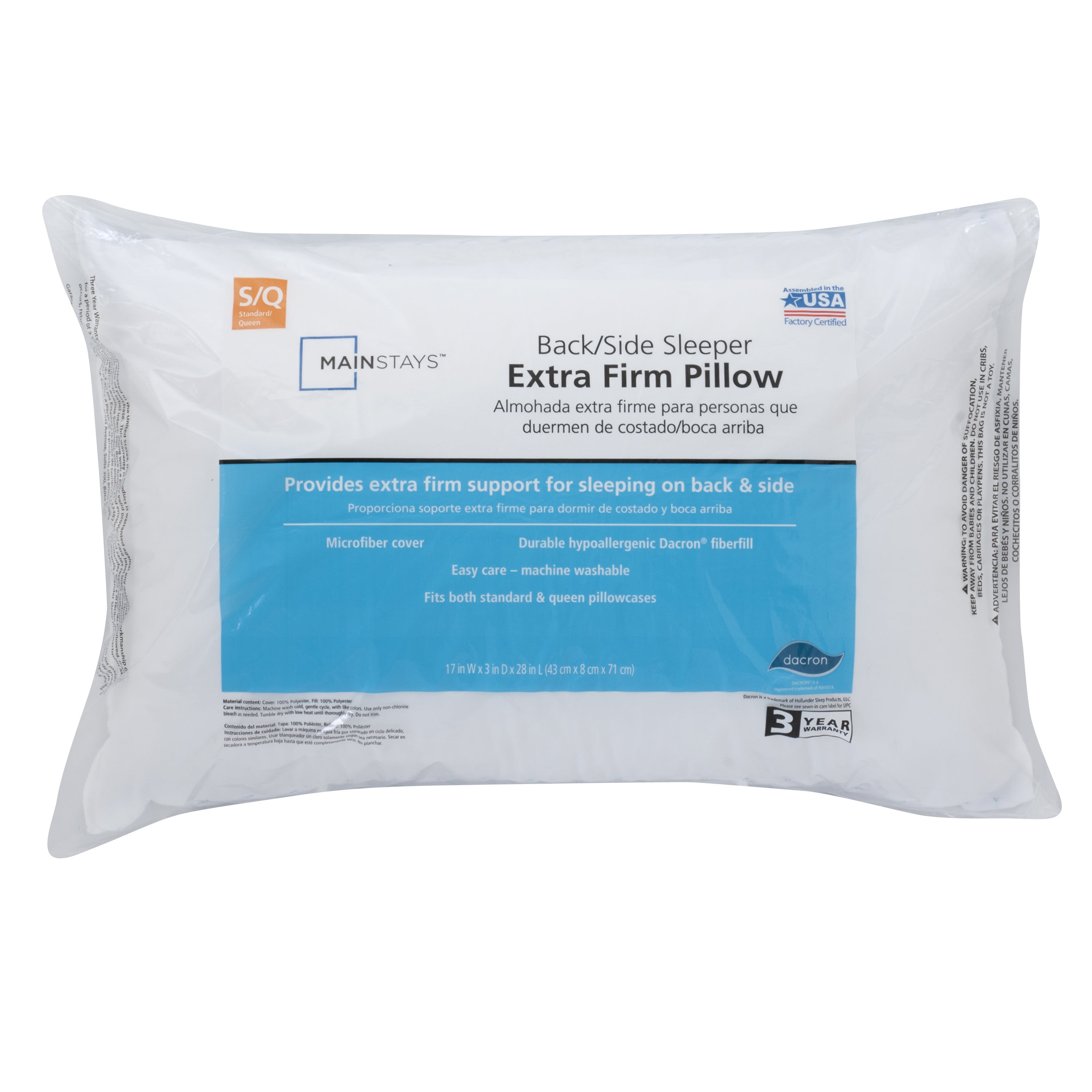 PILLOWS Deluxe Pair-2Big Superfirm Hollow-fiber Polyester Quilted Filled Pillows 