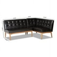 thumbnail image 6 of Baxton Studio Arvid Mid-Century Modern Dark Brown Faux Leather Upholstered 2-Piece Wood Dining Corner Sofa Bench, 6 of 6