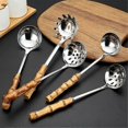 thumbnail image 5 of pcs Soup Ladle & Spoon with Hole Set, Stainless Steel Kitchen Ladles with Natural Bamboo Handle for Hot Pot Cooking Ladle, 5 of 5