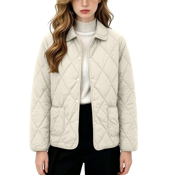 Byworldtasic Womens Lightweight Quilted Jacket Fall Button Down Puffer Jackets Loose Fit Stand Collar Warm Coats
