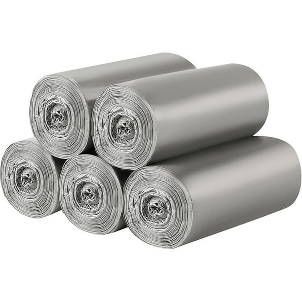 5 volúmenes de pequeñas bolsas de basura 200 duraderos 4 galones bolsas de basura pequeñas Oficina Familiar Cocina Baño dormitorio Bolsillo de basura interior (gris)