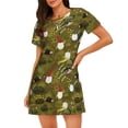 thumbnail image 1 of Balery Gnomes Playing in the Garden Camisón de manga corta con cuello redondo para mujer, cómodo y elegante., 1 of 6
