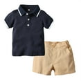 thumbnail image 1 of KYAIGUO Ensemble T-Shirt à Col Rabattu et Shorts pour Bébé Garçon 2 Pcs Tenues Formelles d'Été, 1 of 8