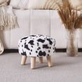 thumbnail image 2 of Round Mushroom Footstool Ottoman – Rabbit Wool Upholstered Small Stool with Solid Wood Legs, Cute Shoe Changing Stool, Step Stool, Sofa Footrest for Living Room & Bedroom Cow, 2 of 6
