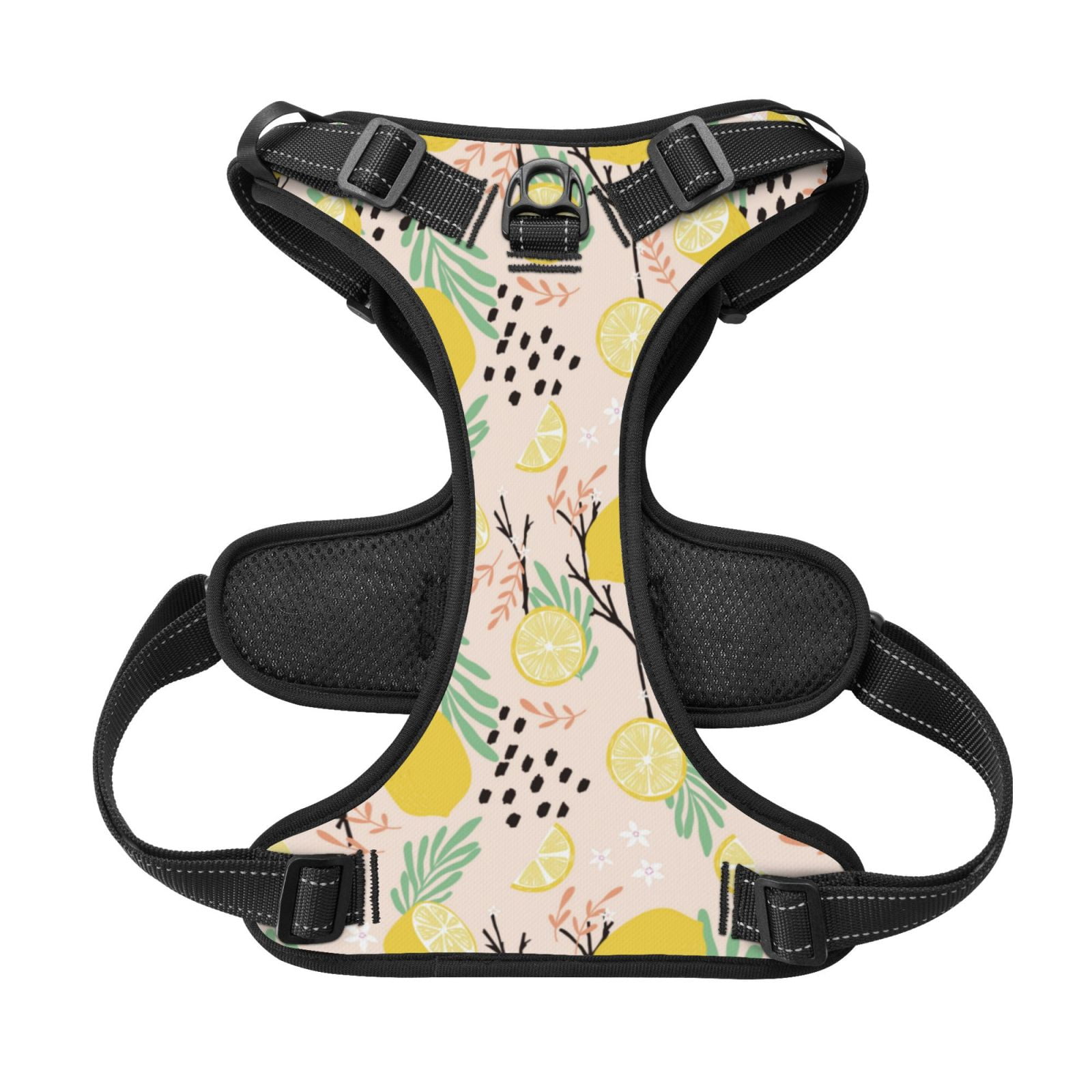 Kdxio Lemon Leaves Print No Pull Dog Harness Adjustable Reflective Oxford Easy Control Medium Large Dog Harness for Training and Everyday-X-Large