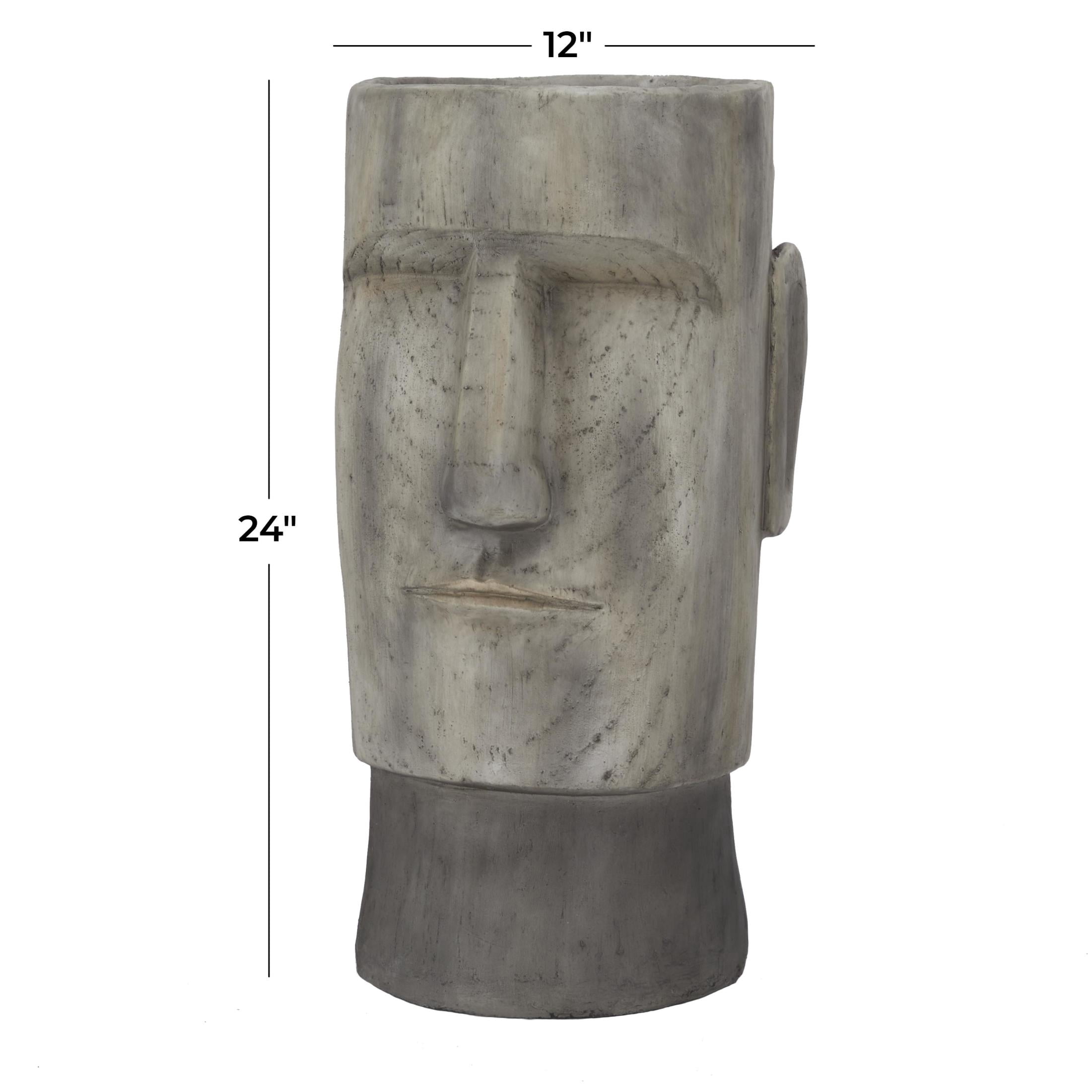 DecMode 12" x 24" Easter Island Brown Magnesium Oxide Face Planter