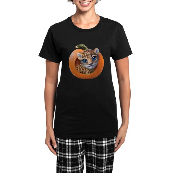 CafePress - PD Moreno's Halloween Jaguar - Women's Short Sleeve Print T-Shirt and Pants Dark Cotton Pajama Set