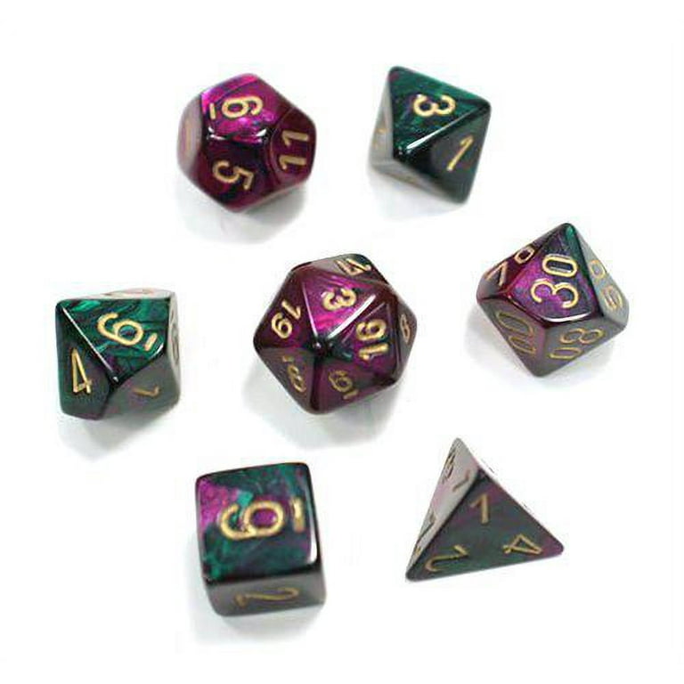 Chessex Polyhedral 7-Die Gemini Dice Set - Green & Purple with